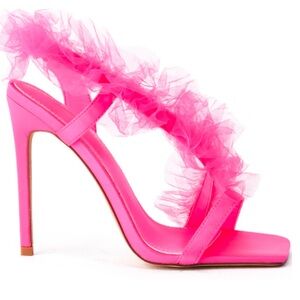 NWT AZALEA WANG GRAPEFRUIT TULLE STILETTO